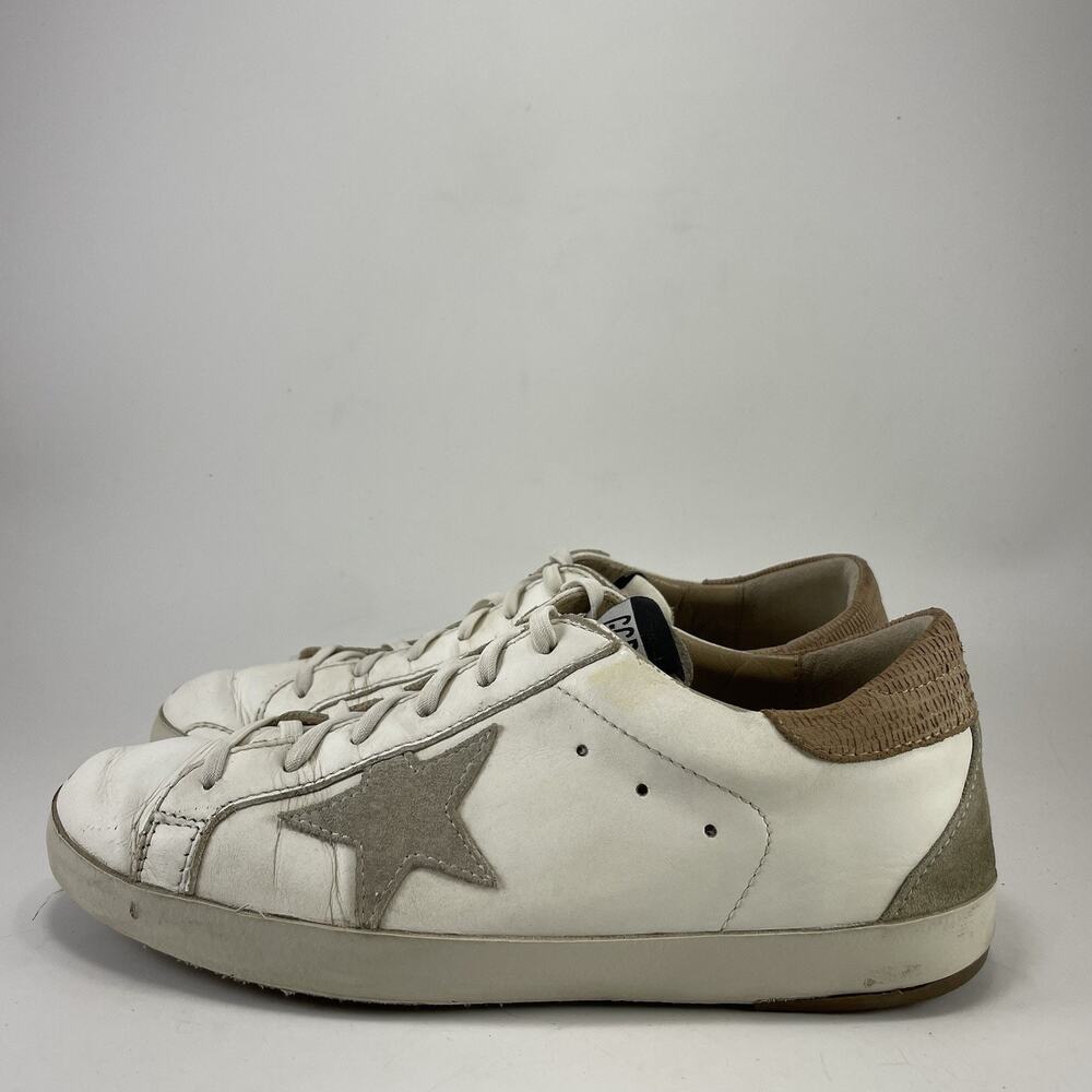 Golden Goose Super-Star White Leather Sneakers Grey Suede Star Taupe 39/9 - Picture 3 of 14